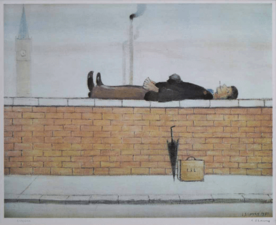L S Lowry Man Lying on a Wall
