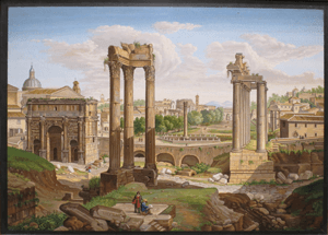 A typical view of the Forum in Rome - a very typical Neo-Classical scene. A plaque of this size and quality is worth over £100,000.
