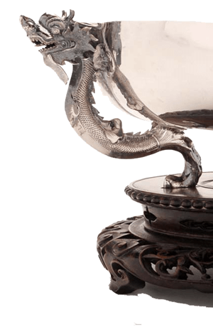 Detail of a chinese export silver bowl